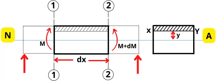 forces on small length of beam